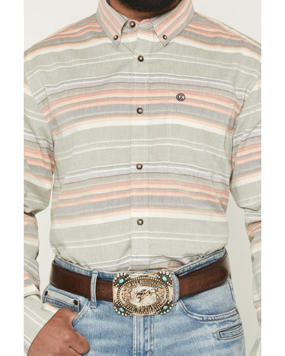 Men's Harlan Striped Print Long Sleeve Button-Down Western Multi