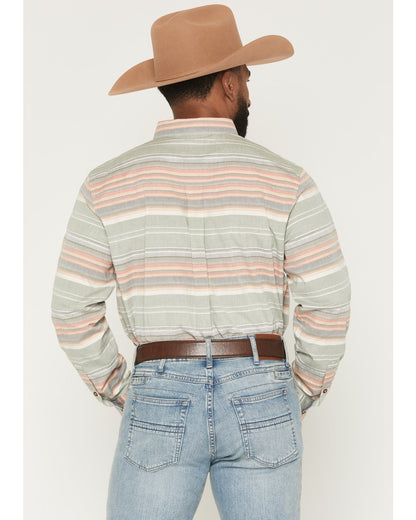 Men's Harlan Striped Print Long Sleeve Button-Down Western Multi