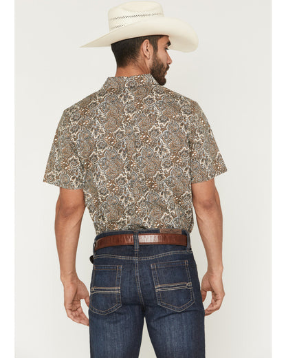 Men's Wells Floral Paisley Print Short Sleeve Button-Down S Rust Copper