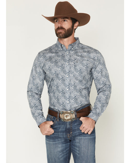 Men's Zeke Paisley Print Long Sleeve Button-Down Stretch We Blue