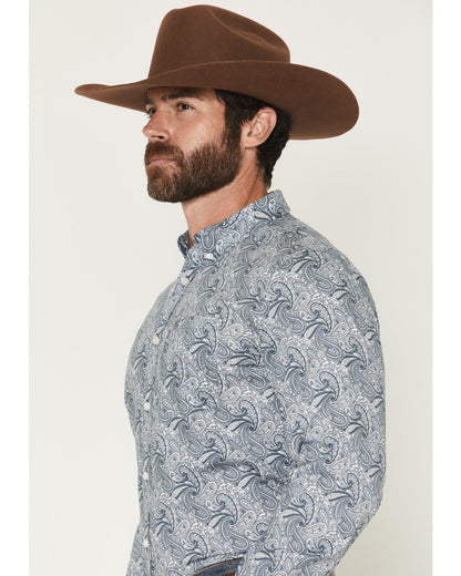 Men's Zeke Paisley Print Long Sleeve Button-Down Stretch We Blue