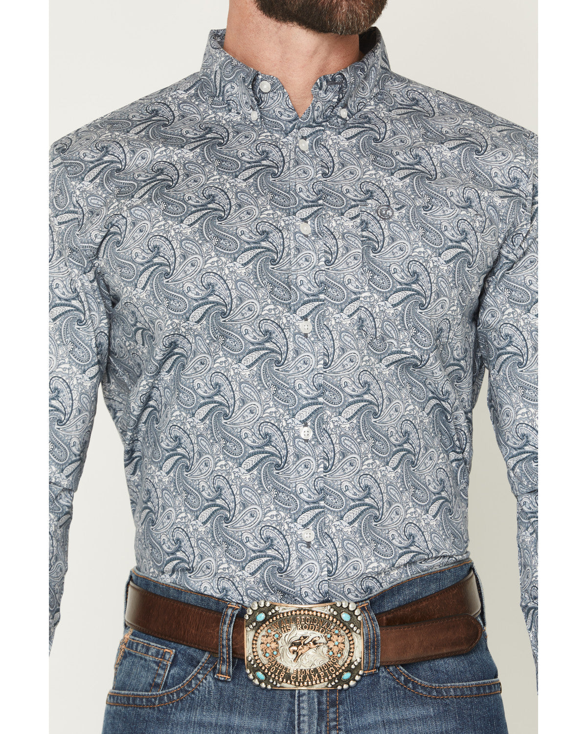 Men's Zeke Paisley Print Long Sleeve Button-Down Stretch We Blue