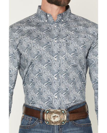 Men's Zeke Paisley Print Long Sleeve Button-Down Stretch We Blue