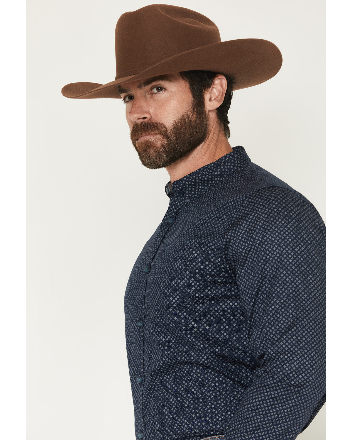 Men's Tripp Micro Geo Print Long Sleeve Button-Down Stretch Navy