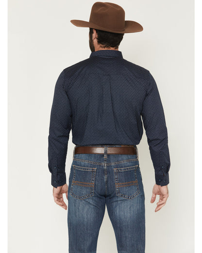 Men's Tripp Micro Geo Print Long Sleeve Button-Down Stretch Navy