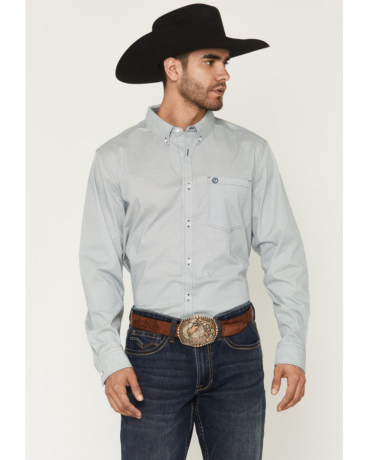 Men's Day Job Geo Print Long Sleeve Button-Down Stretch Wes Blue