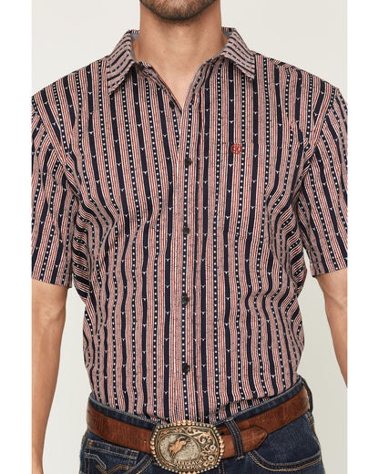 Men's Stripe Steerhead Short Sleeve Button-Down Stretch Wes Navy