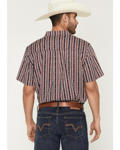 Men's Stripe Steerhead Short Sleeve Button-Down Stretch Wes Navy