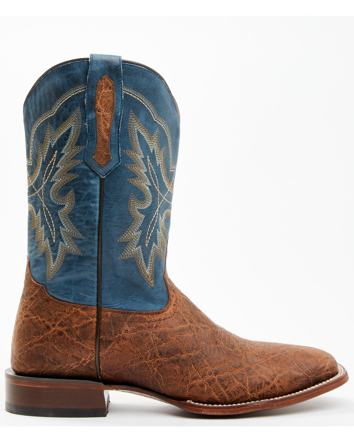 Men's Elephant Print Western Boots - Broad Square Toe Brown