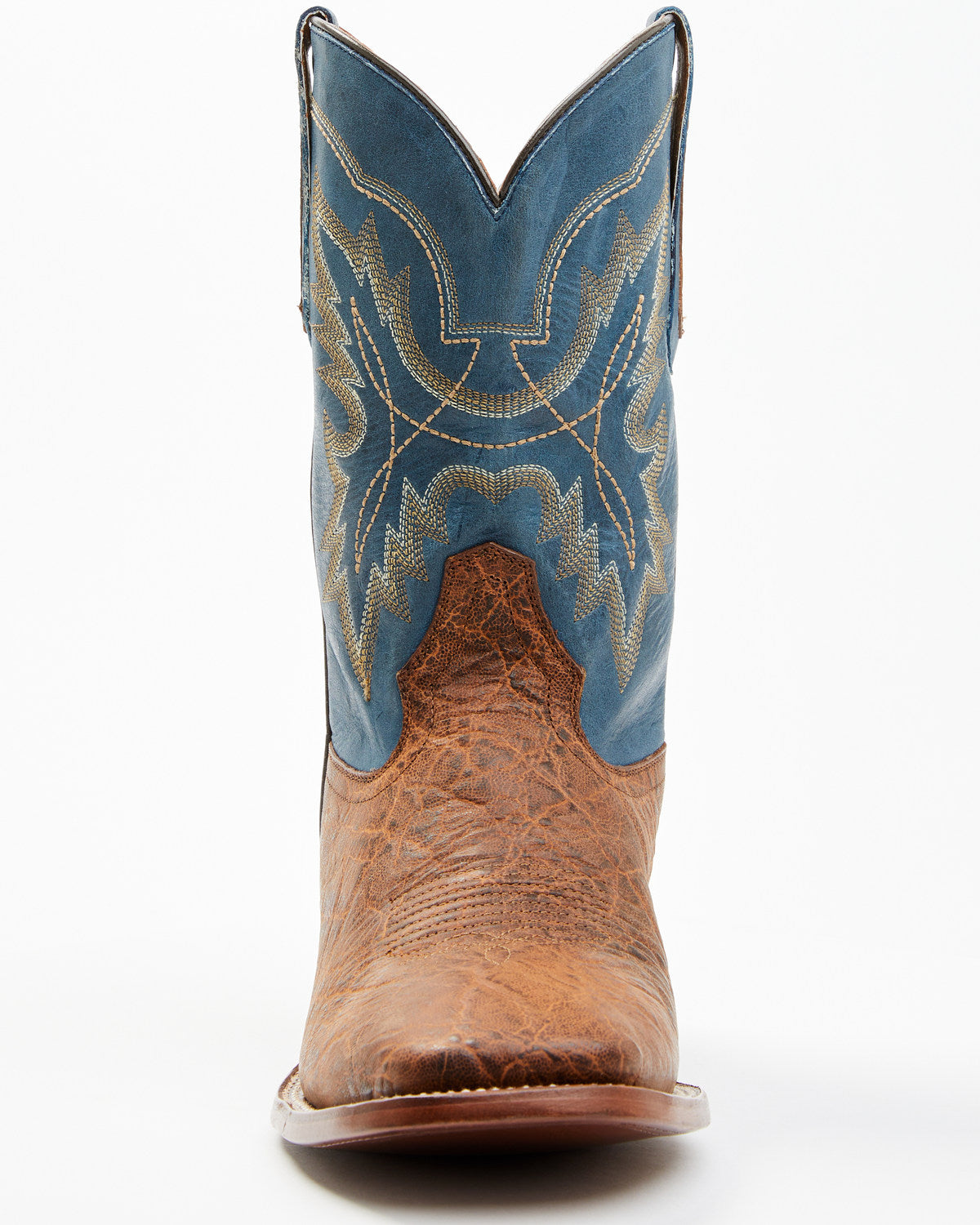 Men's Elephant Print Western Boots - Broad Square Toe Brown