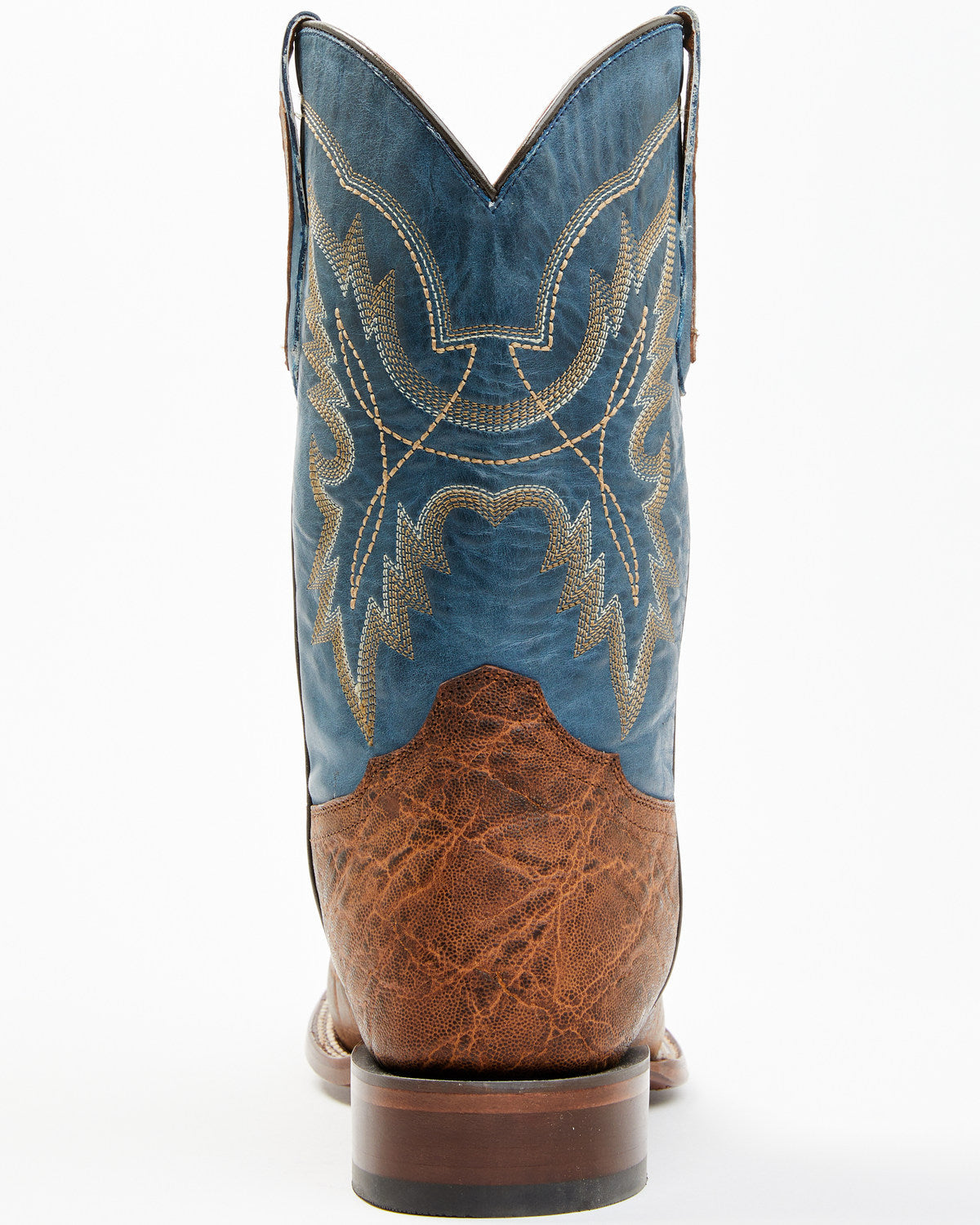 Men's Elephant Print Western Boots - Broad Square Toe Brown