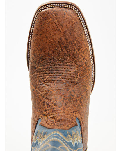 Men's Elephant Print Western Boots - Broad Square Toe Brown