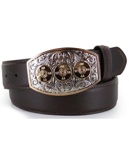 Men's Bullet Buckle Leather Belt Brown