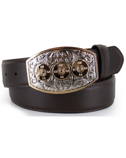 Men's Bullet Buckle Leather Belt Brown