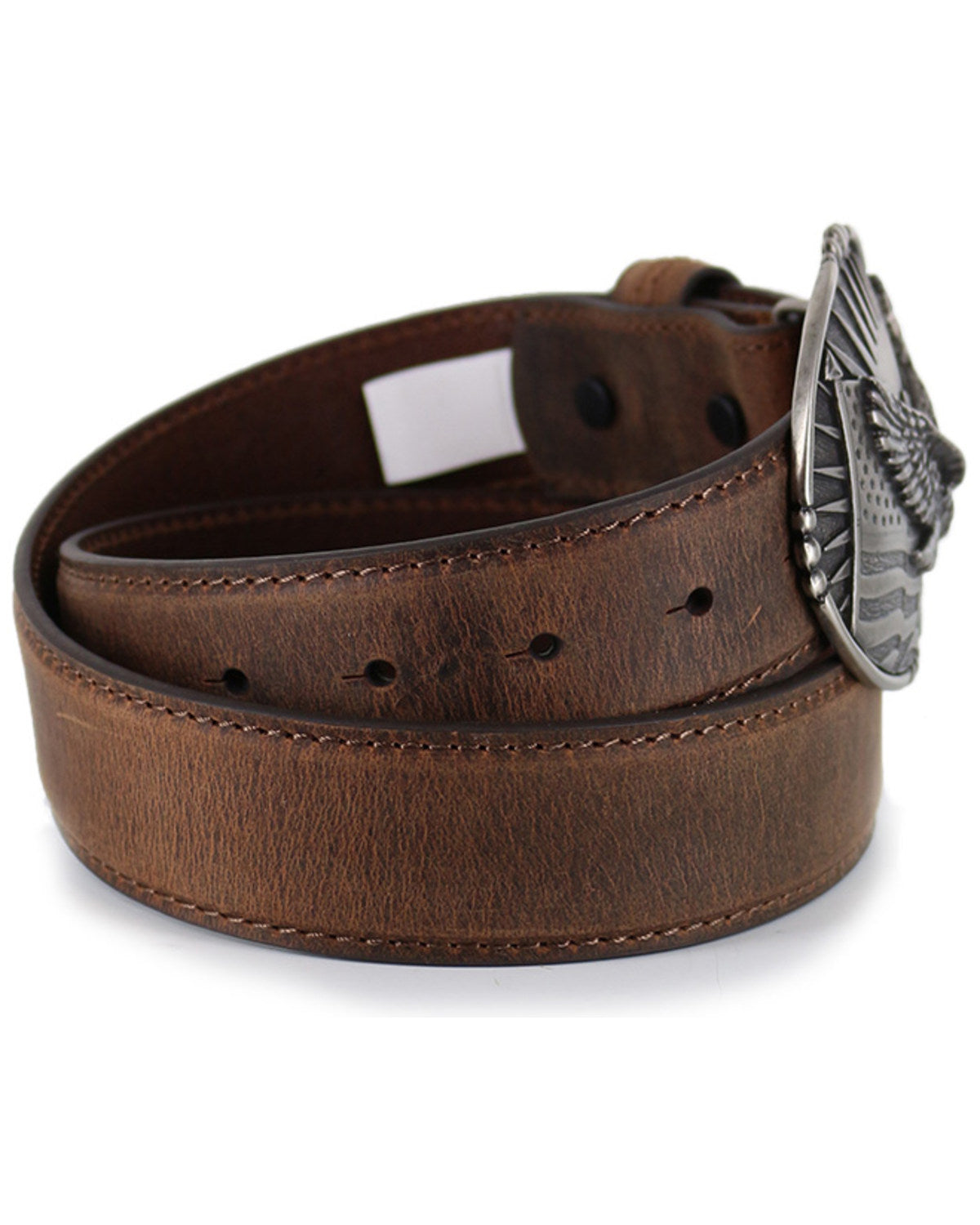 Men's Patriotic Eagle Leather Belt Brown