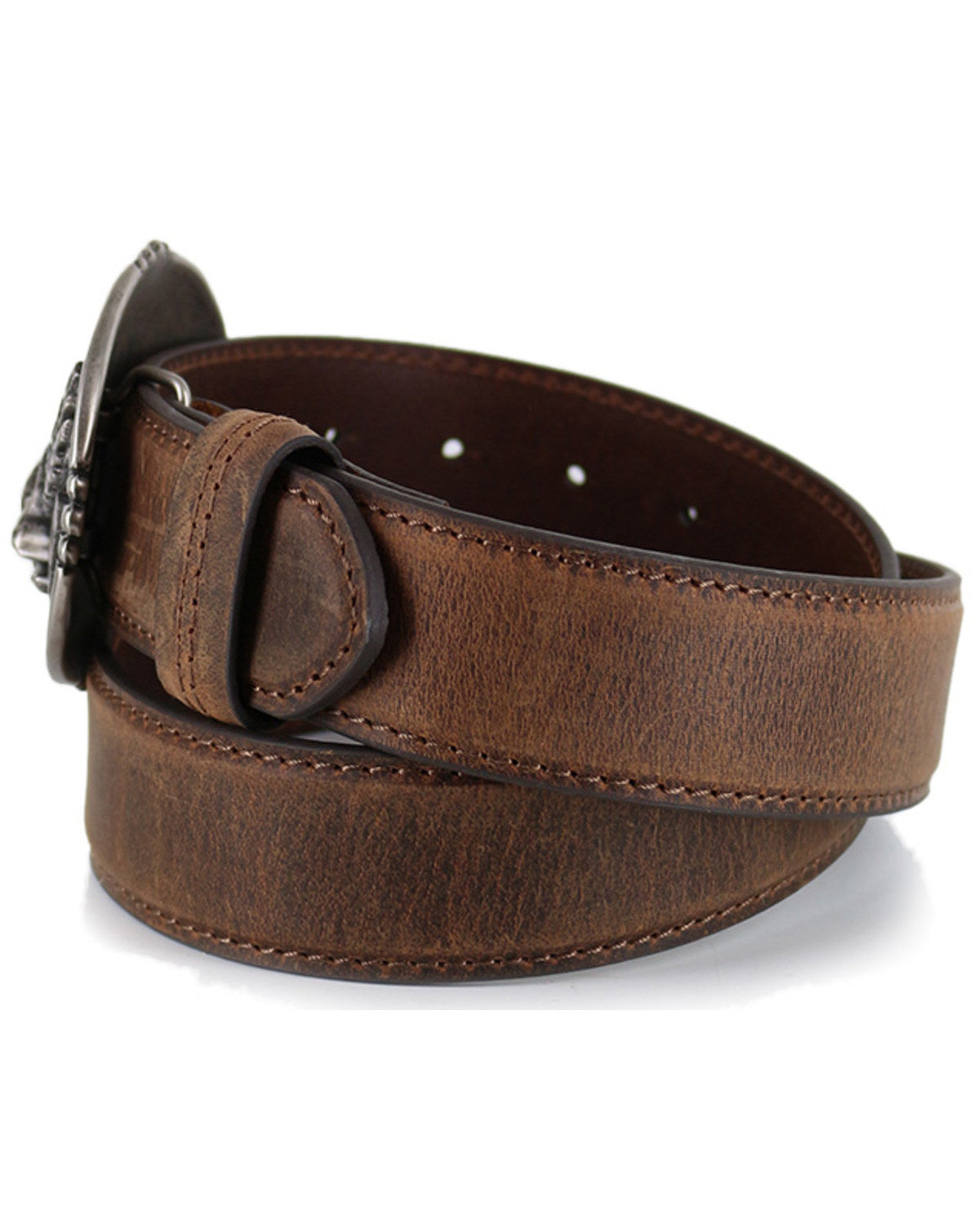 Men's Patriotic Eagle Leather Belt Brown