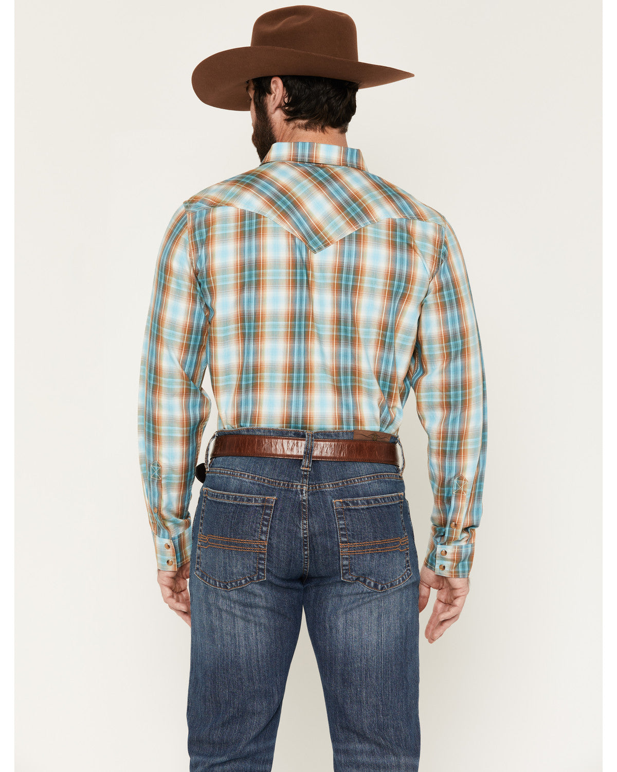 Men's Solstice Plaid Print Long Sleeve Snap Western Shirt Light Blue