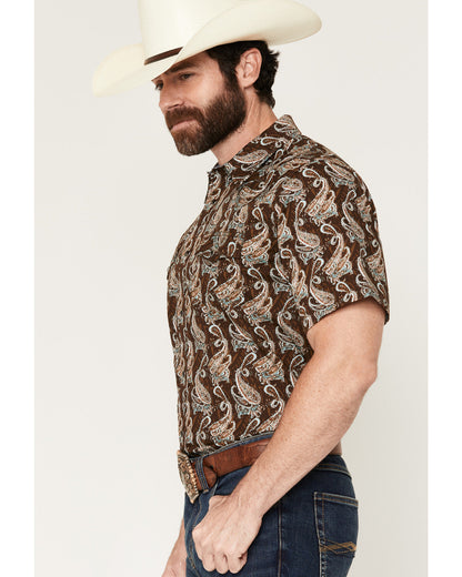 Men's Easy Livin' Paisley Print Short Sleeve Snap Western S Brown