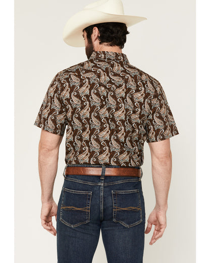 Men's Easy Livin' Paisley Print Short Sleeve Snap Western S Brown