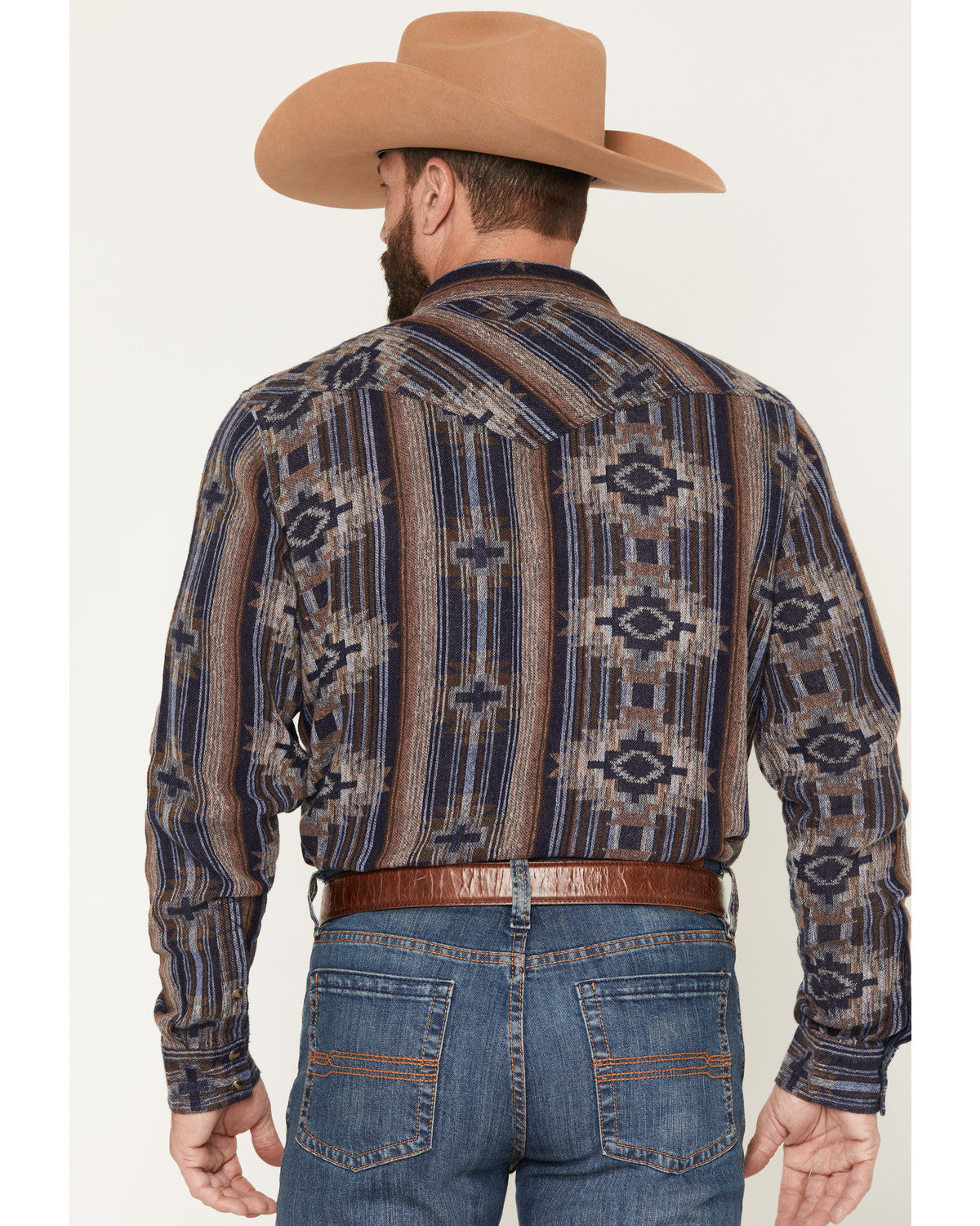 Men's Outpost Southwestern Print Long Sleeve Snap Flannel S Blue