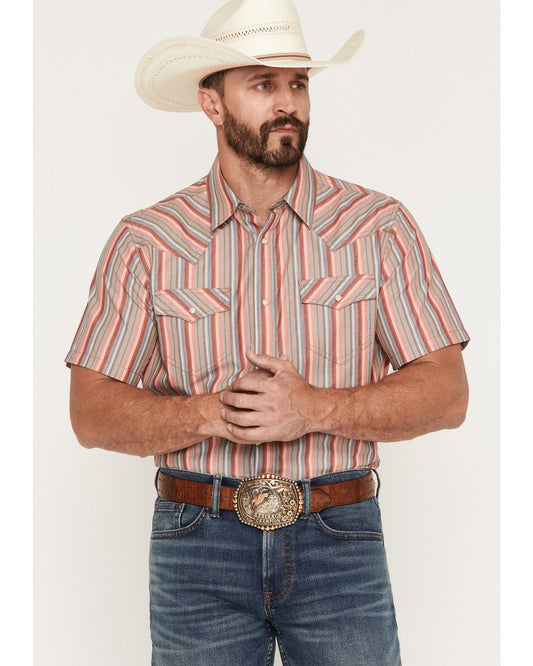 Men's Old Skool Striped Short Sleeve Snap Western Shirt Multi