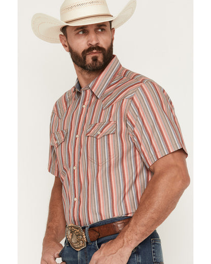 Men's Old Skool Striped Short Sleeve Snap Western Shirt Multi