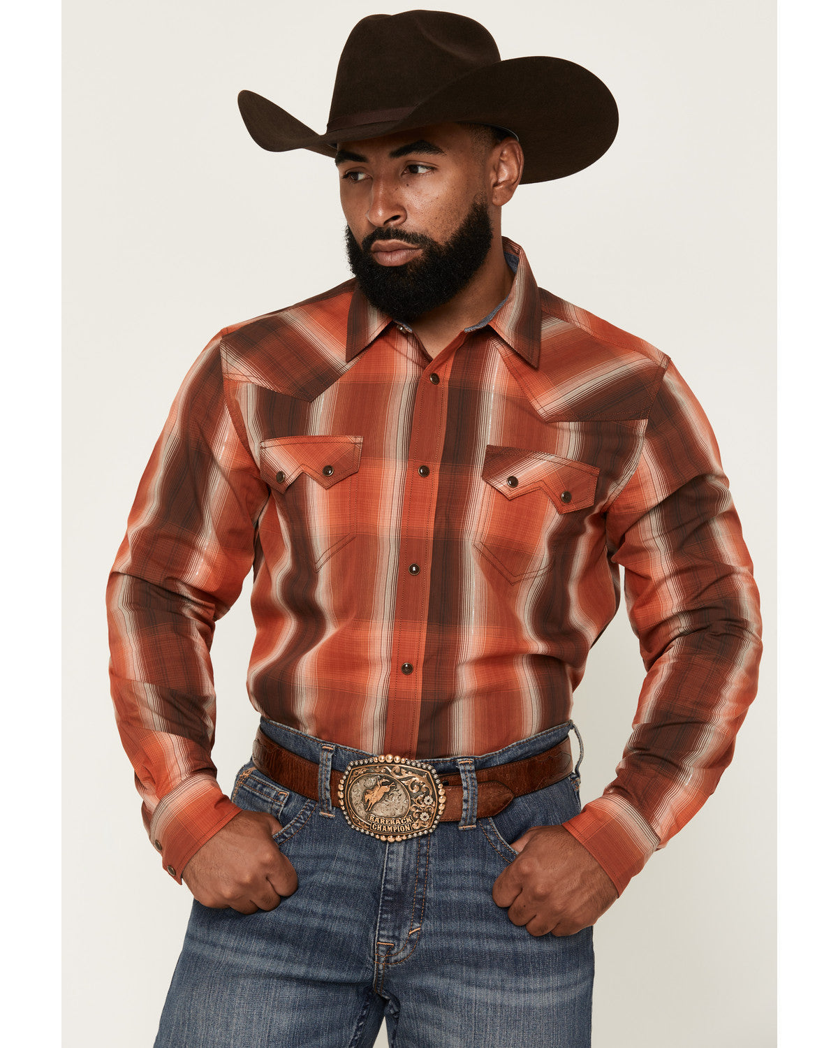 Men's Lure Lurex Plaid Print Long Sleeve Snap Stretch Weste Red