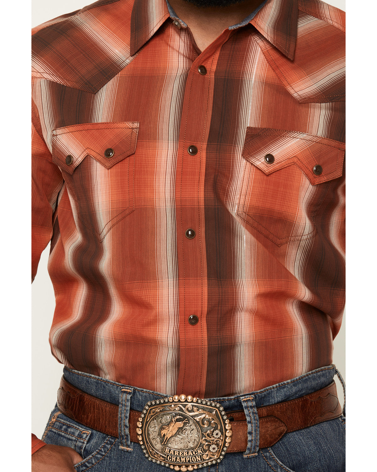 Men's Lure Lurex Plaid Print Long Sleeve Snap Stretch Weste Red