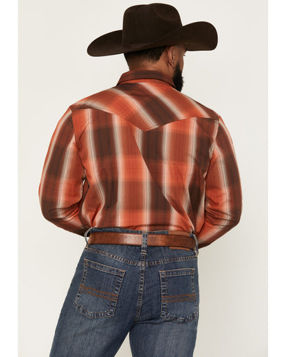Men's Lure Lurex Plaid Print Long Sleeve Snap Stretch Weste Red