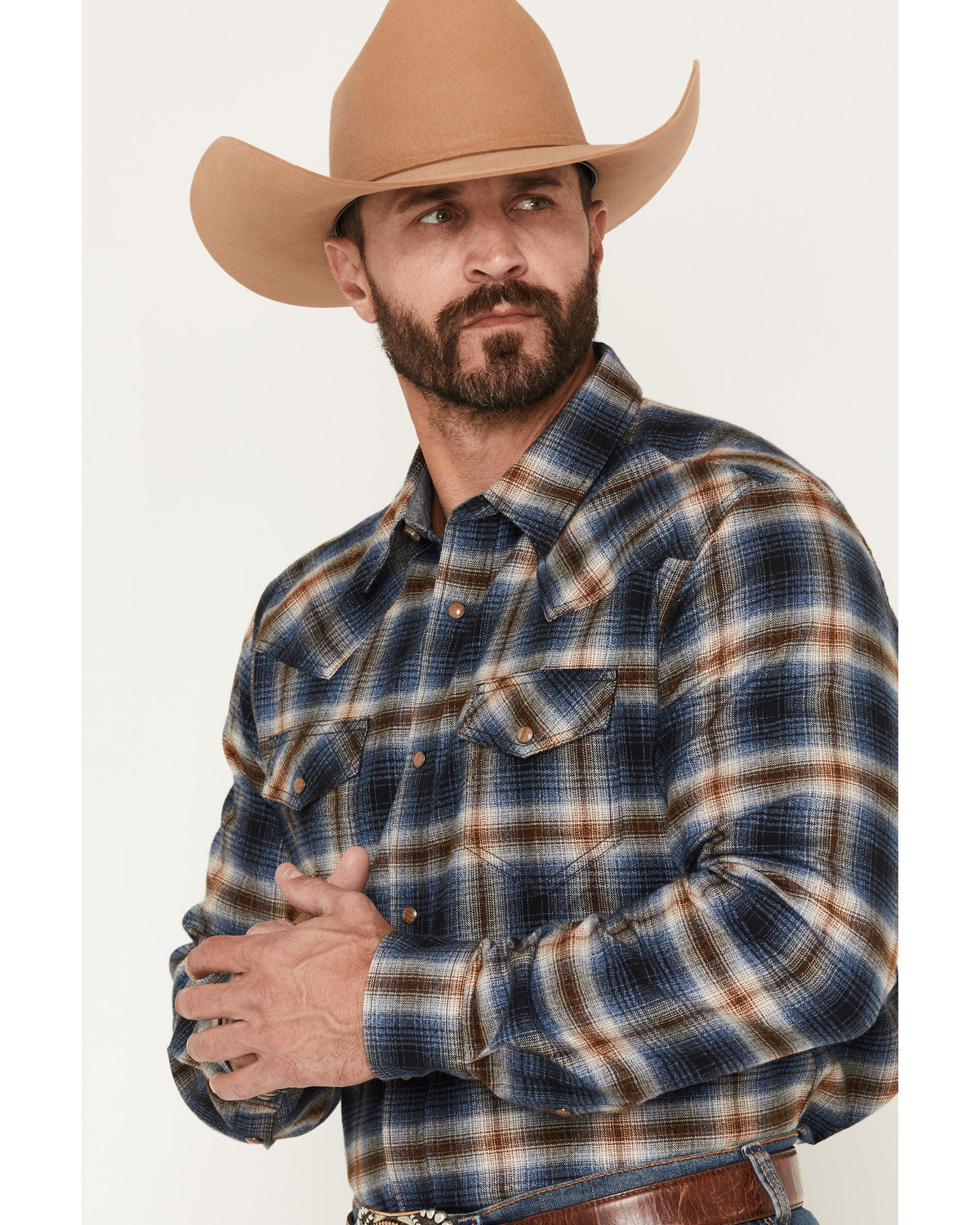 Men's Sequoia Plaid Print Long Sleeve Snap Flannel Shirt Blue