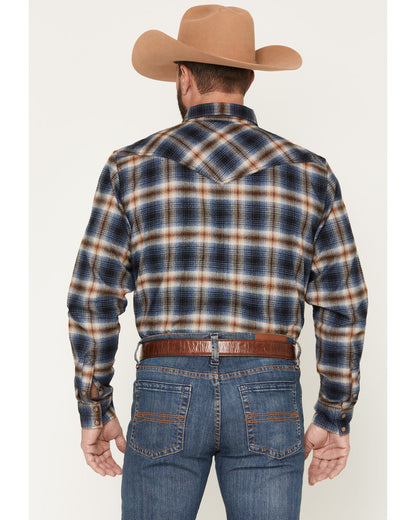 Men's Sequoia Plaid Print Long Sleeve Snap Flannel Shirt Blue