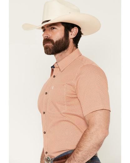 Men's Grill And Greet Medallion Print Short Sleeve Stretch Red