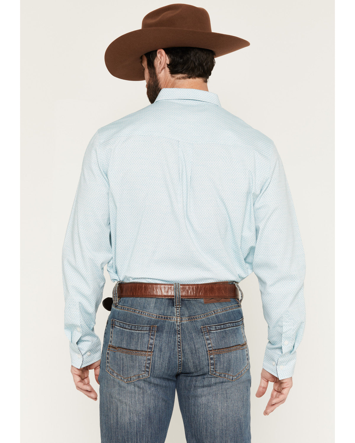 Men's Trophy Geo Print Long Sleeve Button-Down Stretch West Teal