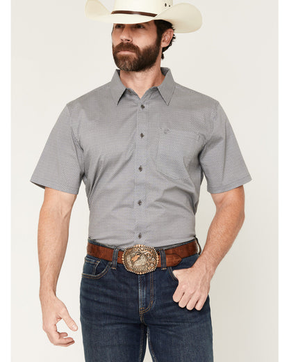 Men's Astro Geo Print Short Sleeve Button-Down Stretch West Grey
