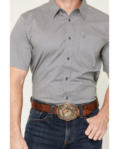 Men's Astro Geo Print Short Sleeve Button-Down Stretch West Grey