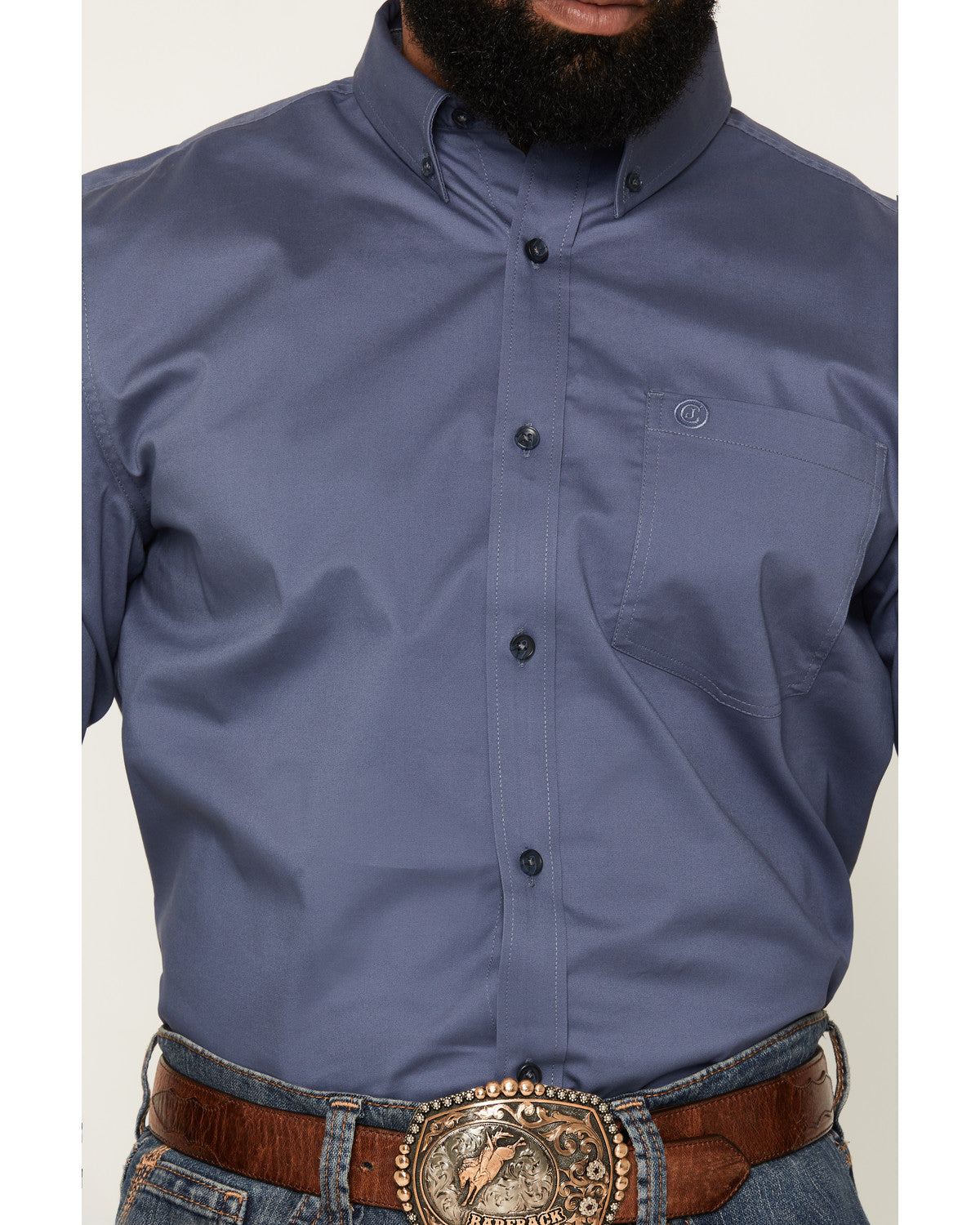 Men's Solid Long Sleeve Button-Down Stretch Western Shirt Slate