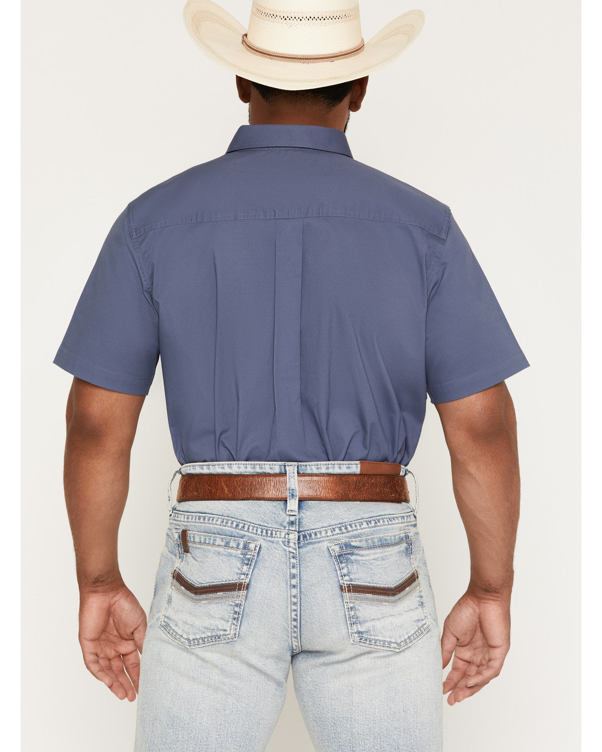 Men's Solid Twill Short Sleeve Button-Down Stretch Western Slate