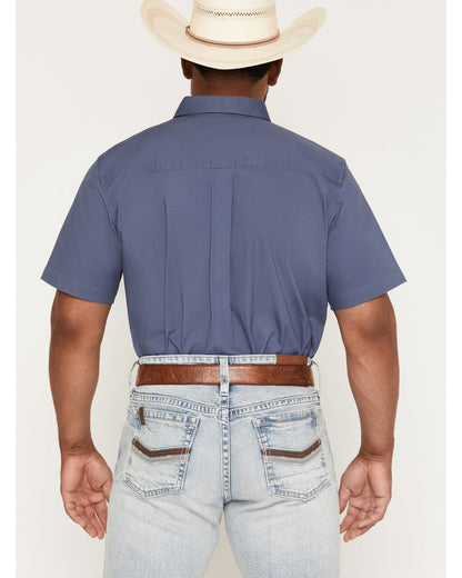 Men's Solid Twill Short Sleeve Button-Down Stretch Western Slate