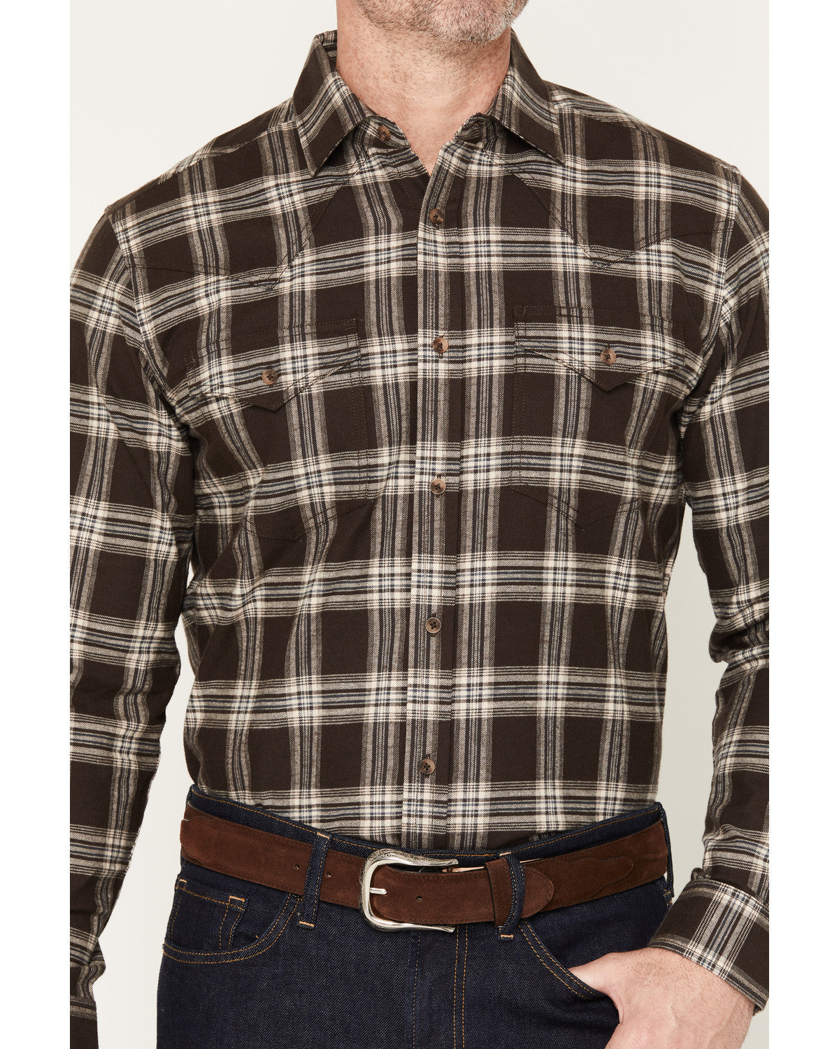 Black 1978® Men's McCone Plaid Print Long Sleeve Button-Dow Dark Brown