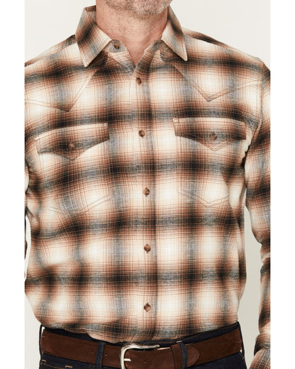 Black 1978® Men's Broadwater Plaid Print Long Sleeve Button Tan