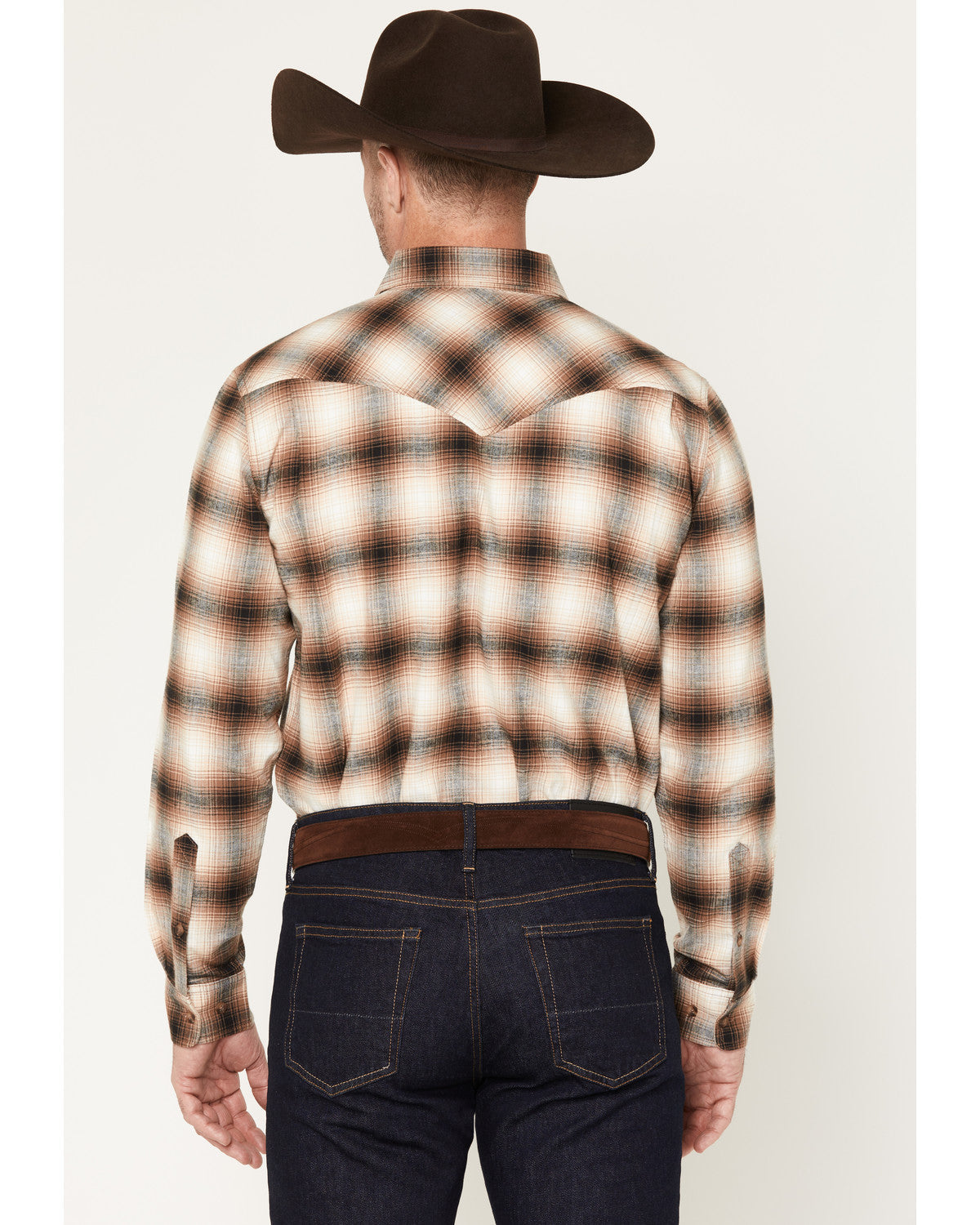 Black 1978® Men's Broadwater Plaid Print Long Sleeve Button Tan