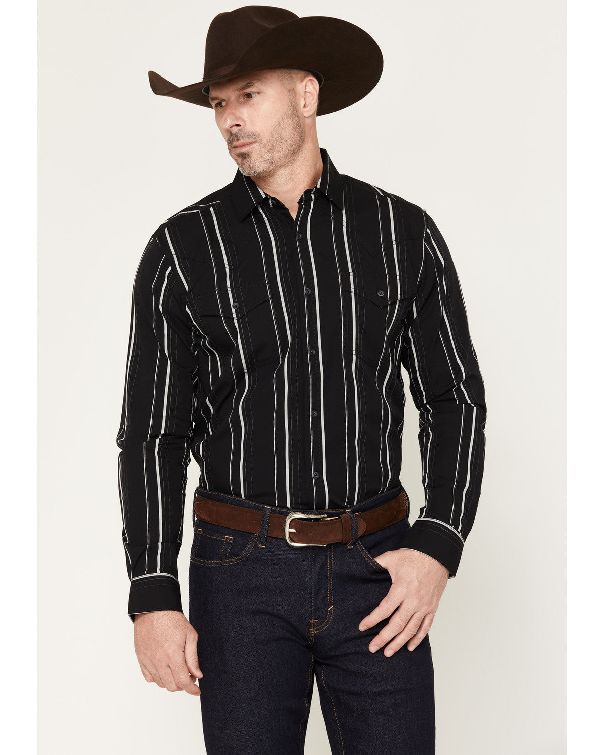 Black 1978® Men's Elm Striped Long Sleeve Button-Down Weste Black