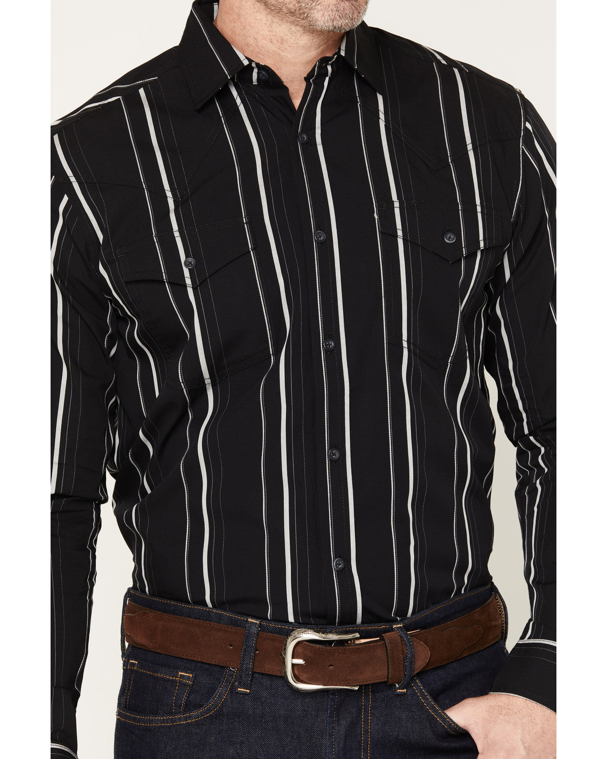 Black 1978® Men's Elm Striped Long Sleeve Button-Down Weste Black