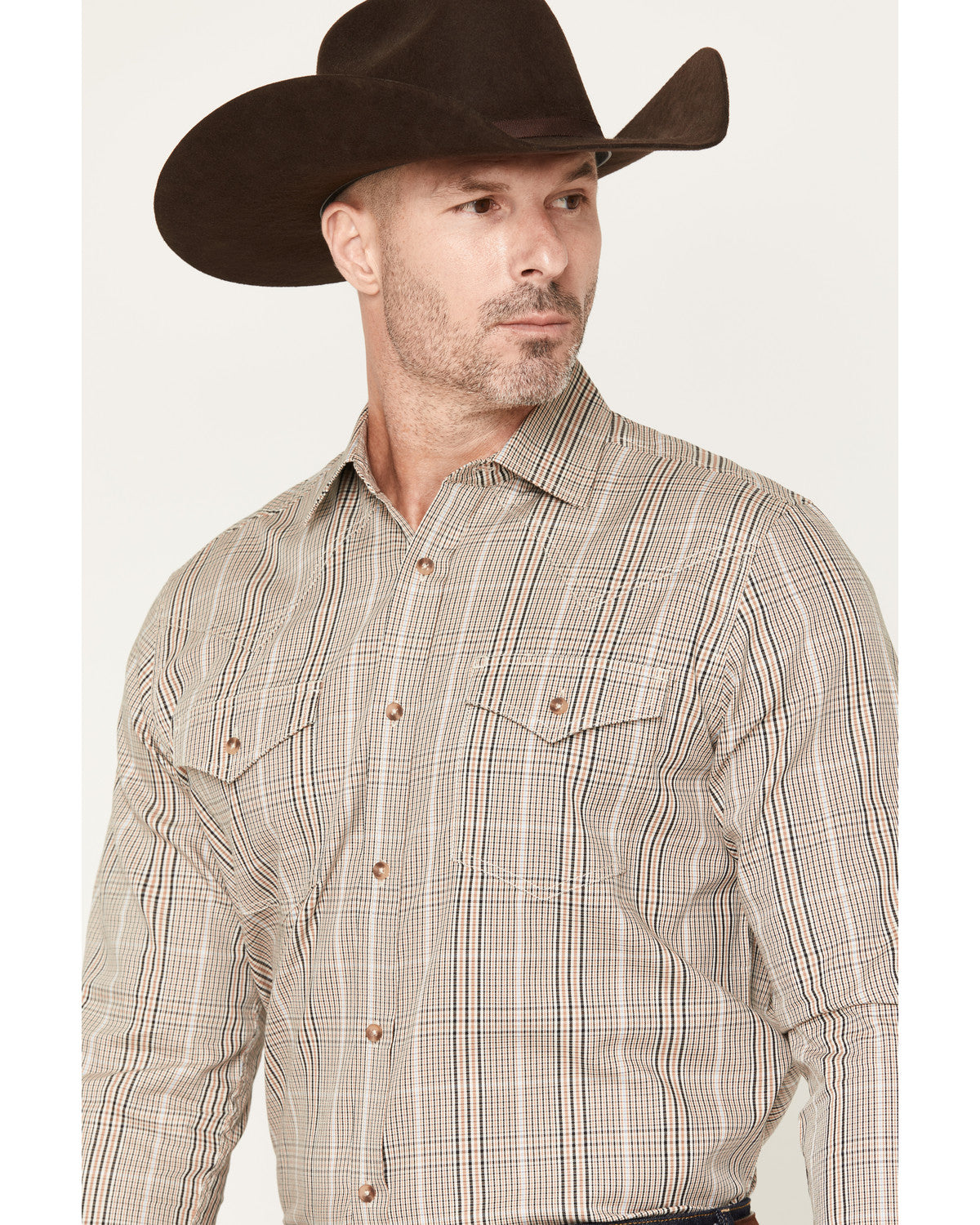 Black 1978® Men's Pondera Plaid Print Long Sleeve Button-Do Tan