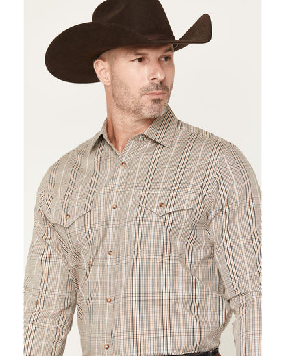 Black 1978® Men's Pondera Plaid Print Long Sleeve Button-Do Tan