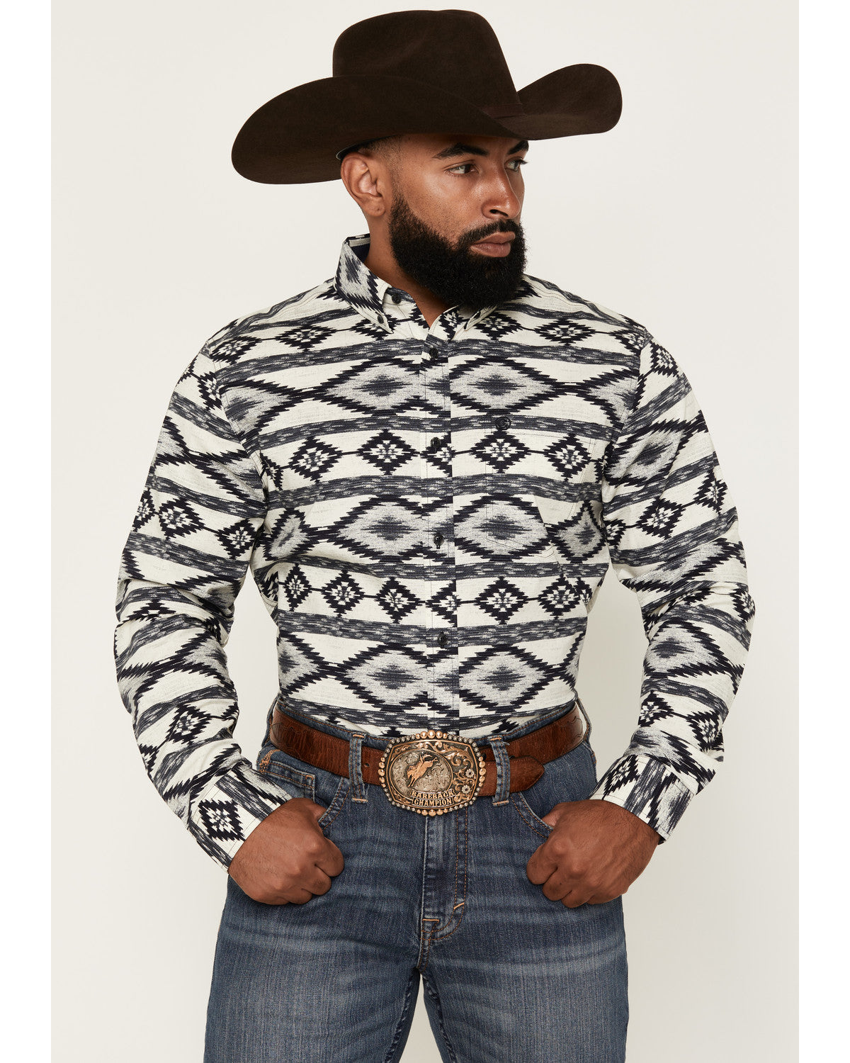 Men's Tiki Room Southwestern Print Long Sleeve Button-Down Blue