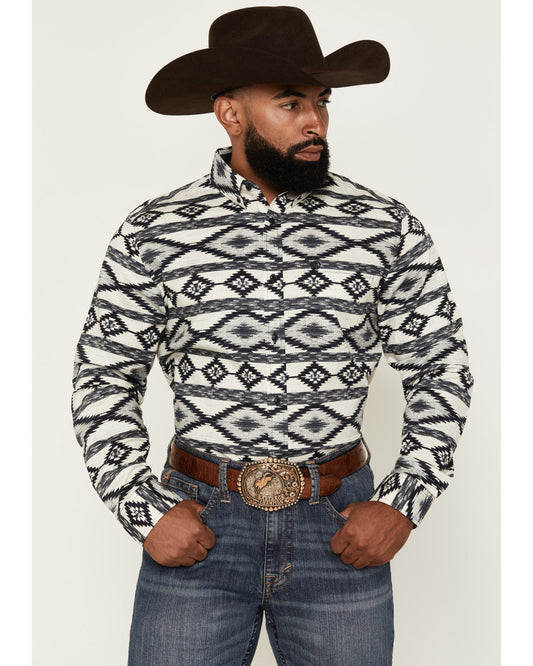 Men's Tiki Room Southwestern Print Long Sleeve Button-Down Blue
