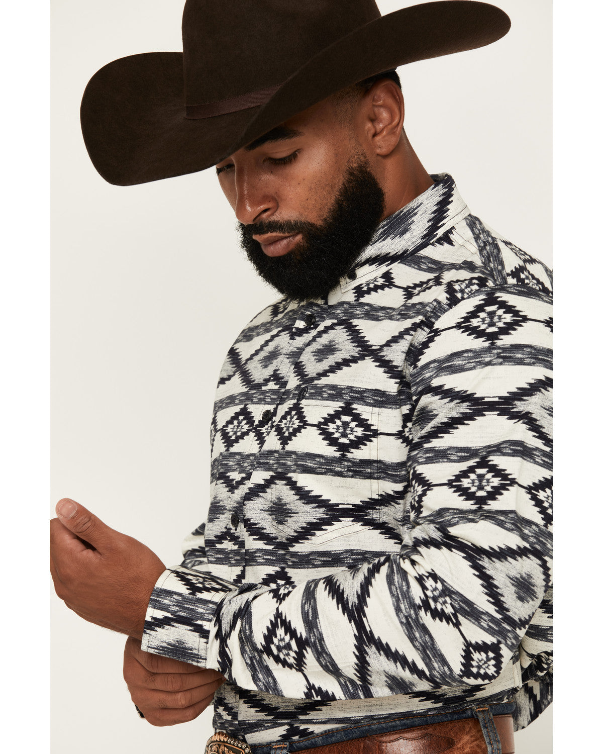 Men's Tiki Room Southwestern Print Long Sleeve Button-Down Blue