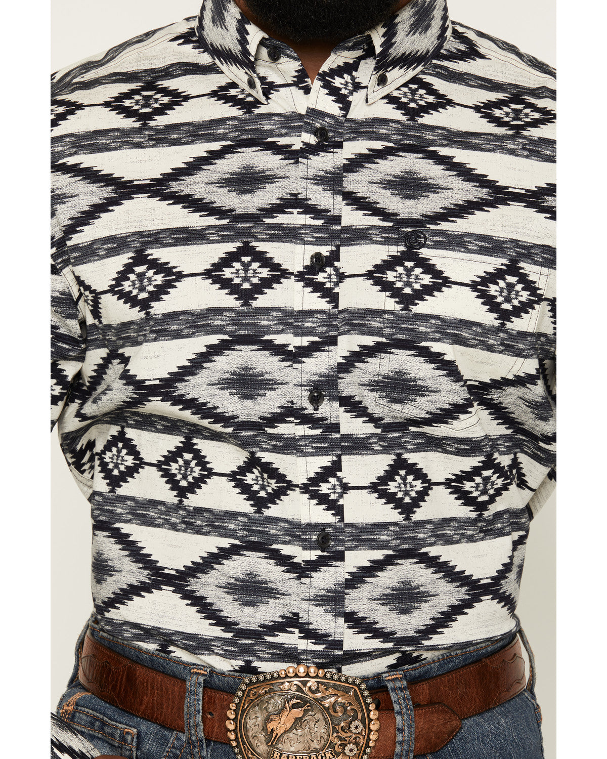 Men's Tiki Room Southwestern Print Long Sleeve Button-Down Blue