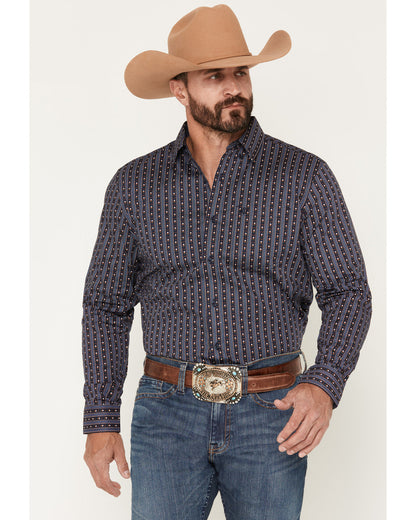 Men's Huckleberry Floral Striped Long Sleeve Button-Down St Blue